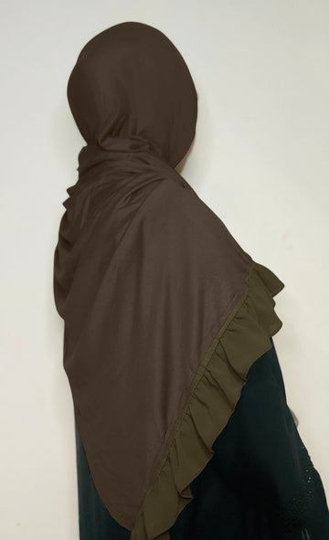 Premium Jersey Hijab with Frill Moss Green colour