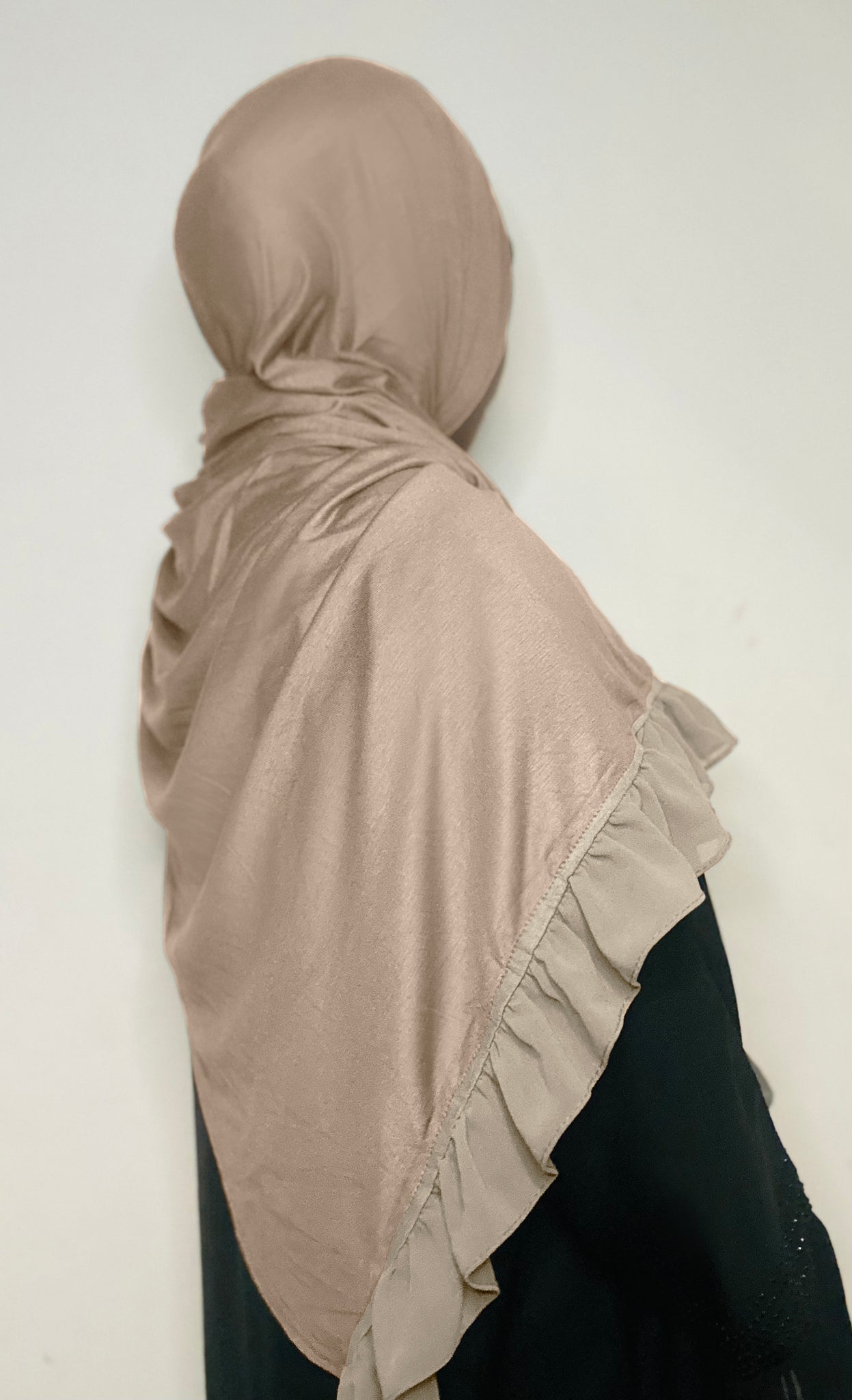 Premium Jersey Hijab with Frill Palest Pink