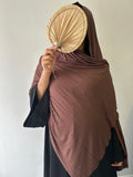 Premium Brown Jersey Hijab with Rhinestones - Modest Maternity