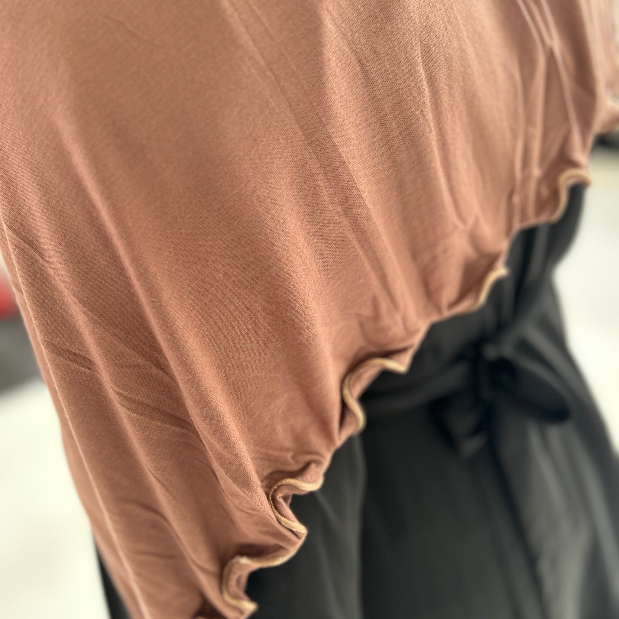 Premium Jersey Wavy Ruffle Hijab Mocha - Modest Maternity