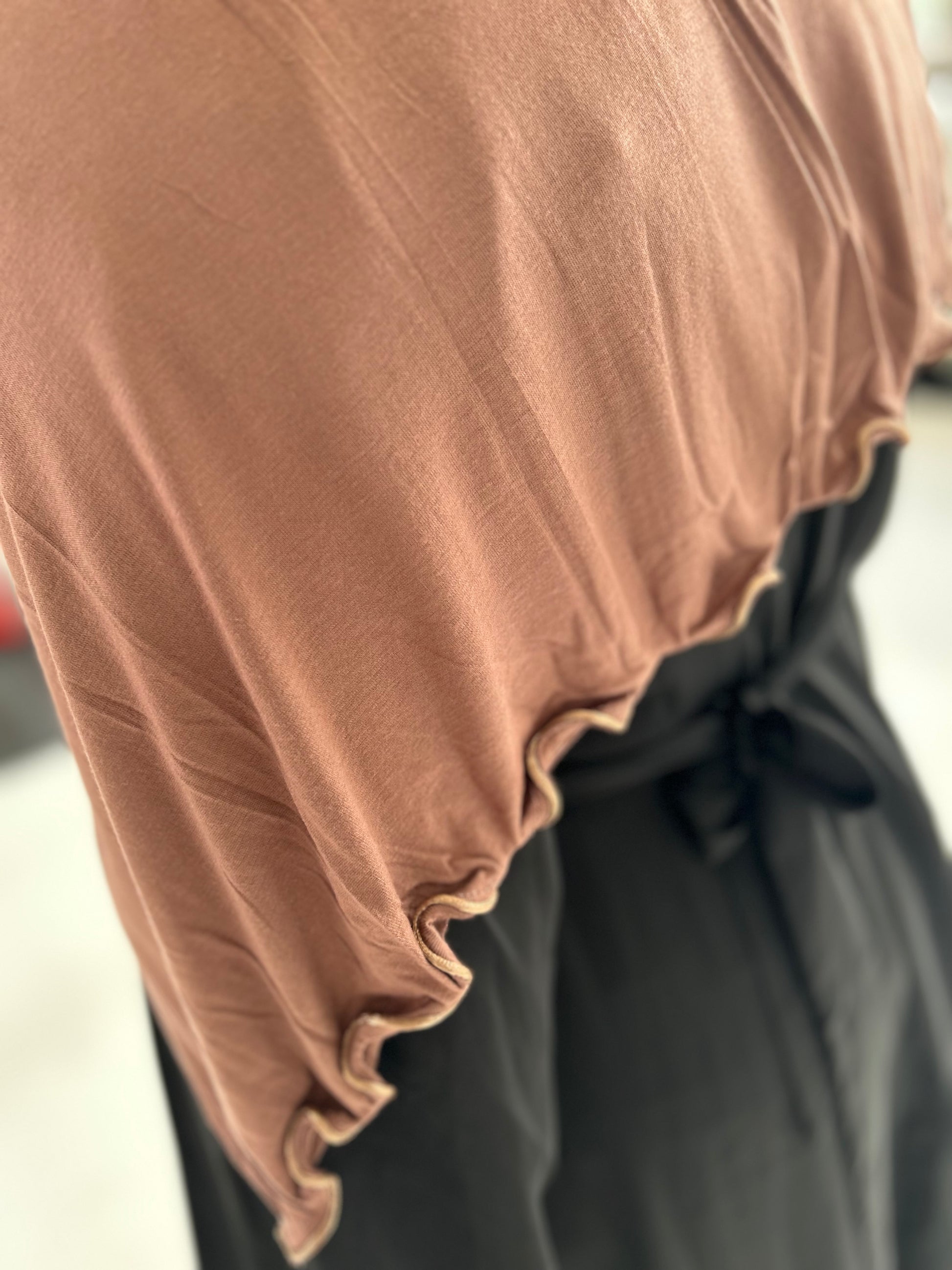 Premium Jersey Wavy Ruffle Hijab Mocha - Modest Maternity