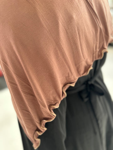 Premium Jersey Wavy Ruffle Hijab Mocha - Modest Maternity