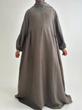 Hayat Linen Abaya Brownish Green - Modest Maternity