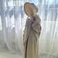 Liya linen look abaya beige