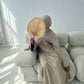 Liya linen look abaya beige