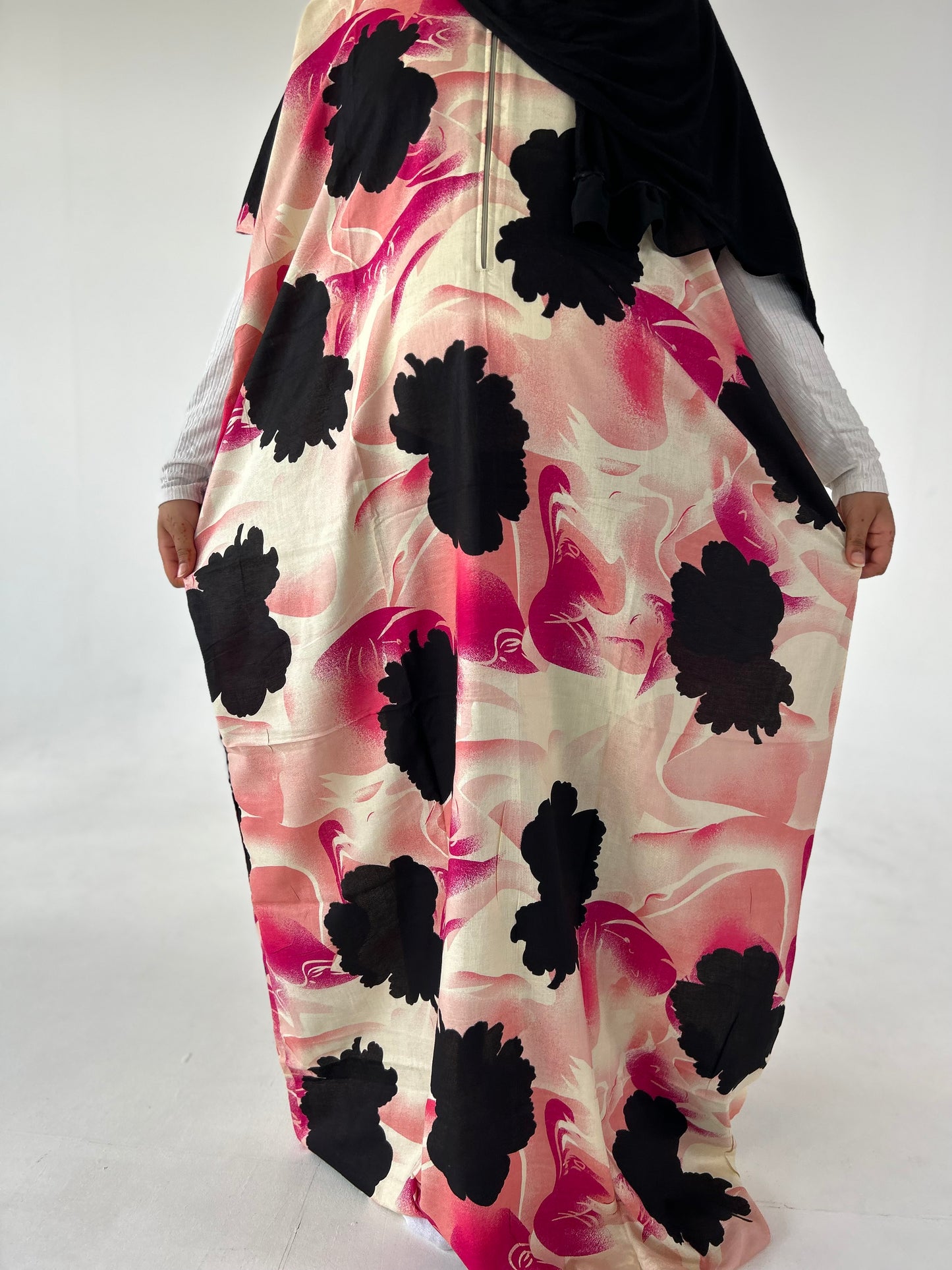 Cerise/Black Zahra kaftan