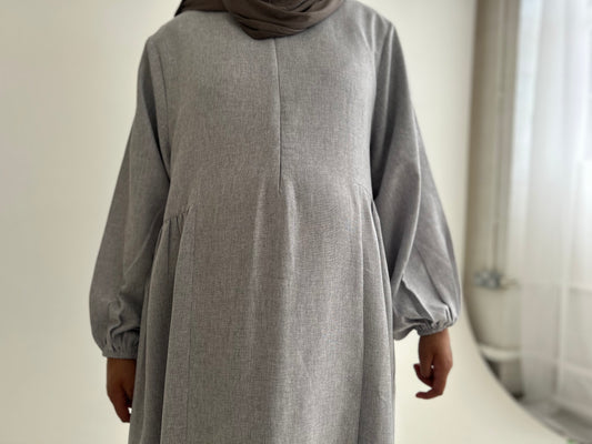 Hayat Linen Abaya light grey