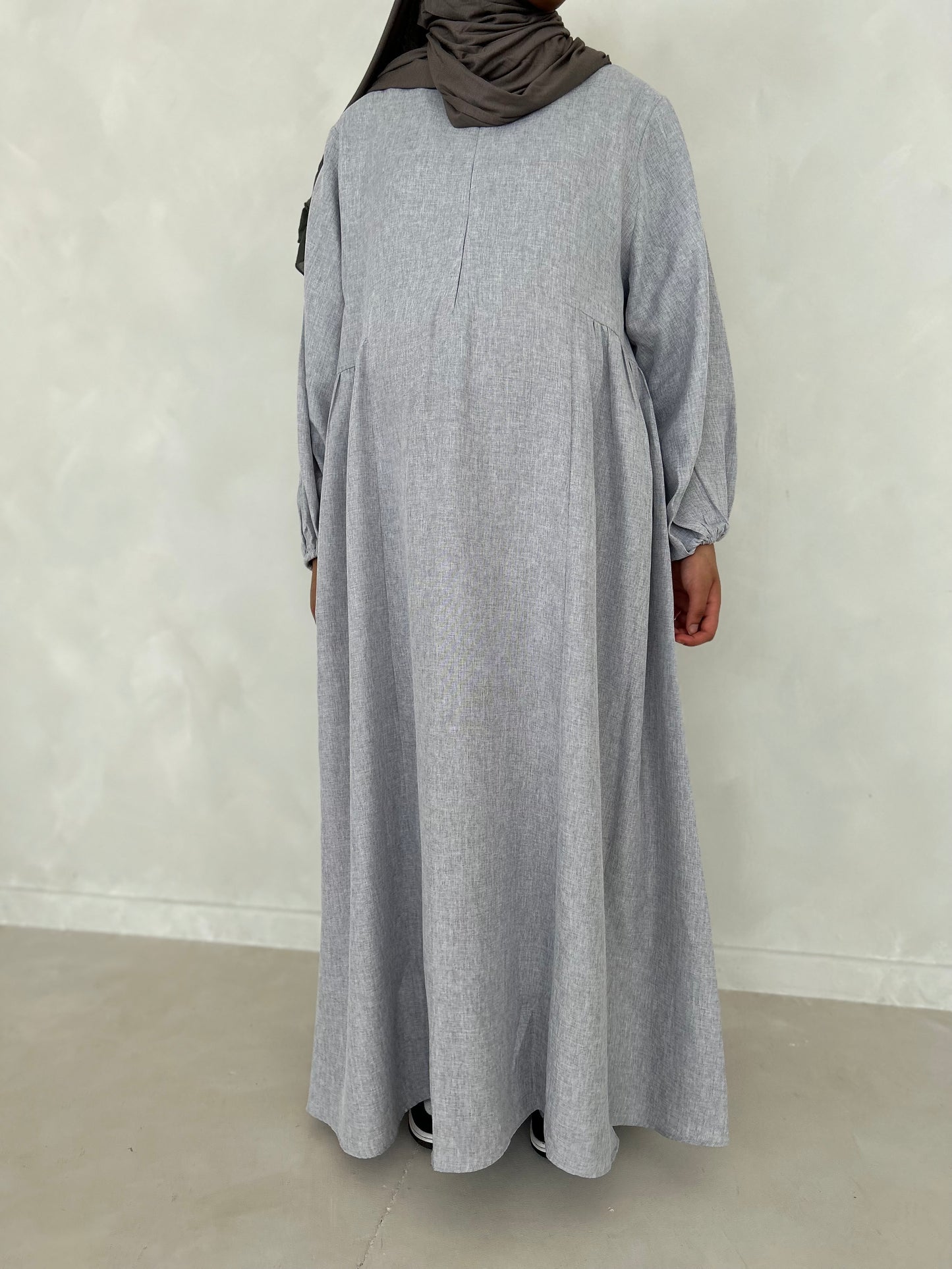 Hayat Linen Abaya light grey