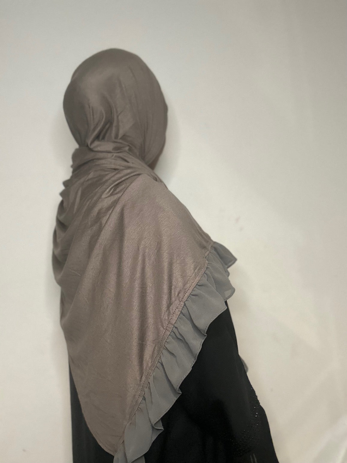 Premium Jersey Hijab with Frill Grey colour