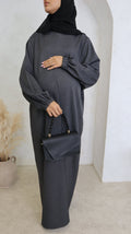 New Lina Linen Look Dark Grey - Modest Maternity