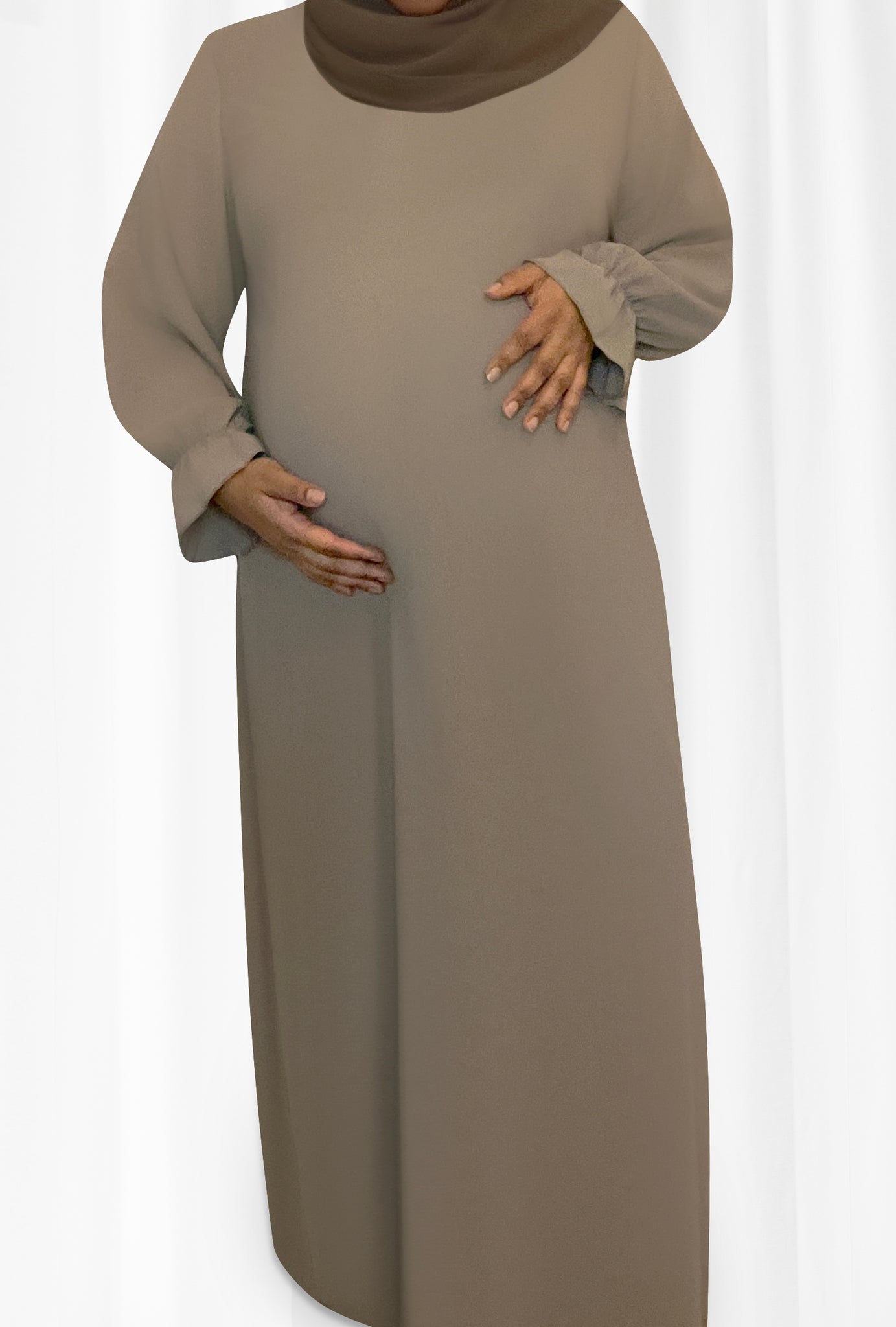 Taupe Nada Maternity Dress - Modest Maternity