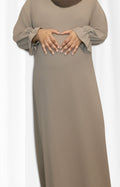 Taupe Nada Maternity Dress - Modest Maternity