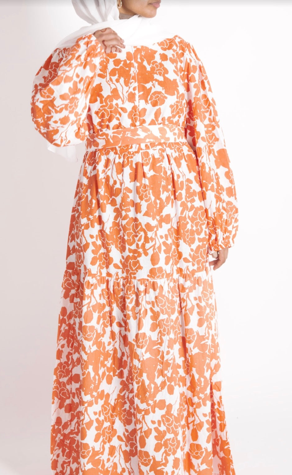 Orange Flower Dress - Modest Maternity