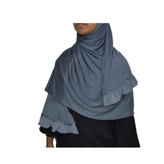 Premium Jersey Hijab with Frill Dark Grey colour