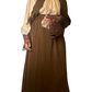 Sana Abaya Lace Sleeves with Pockets Coffee